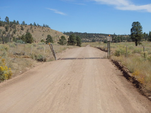 GDMBR: We have reached a cattle guard and the begining of private properties.